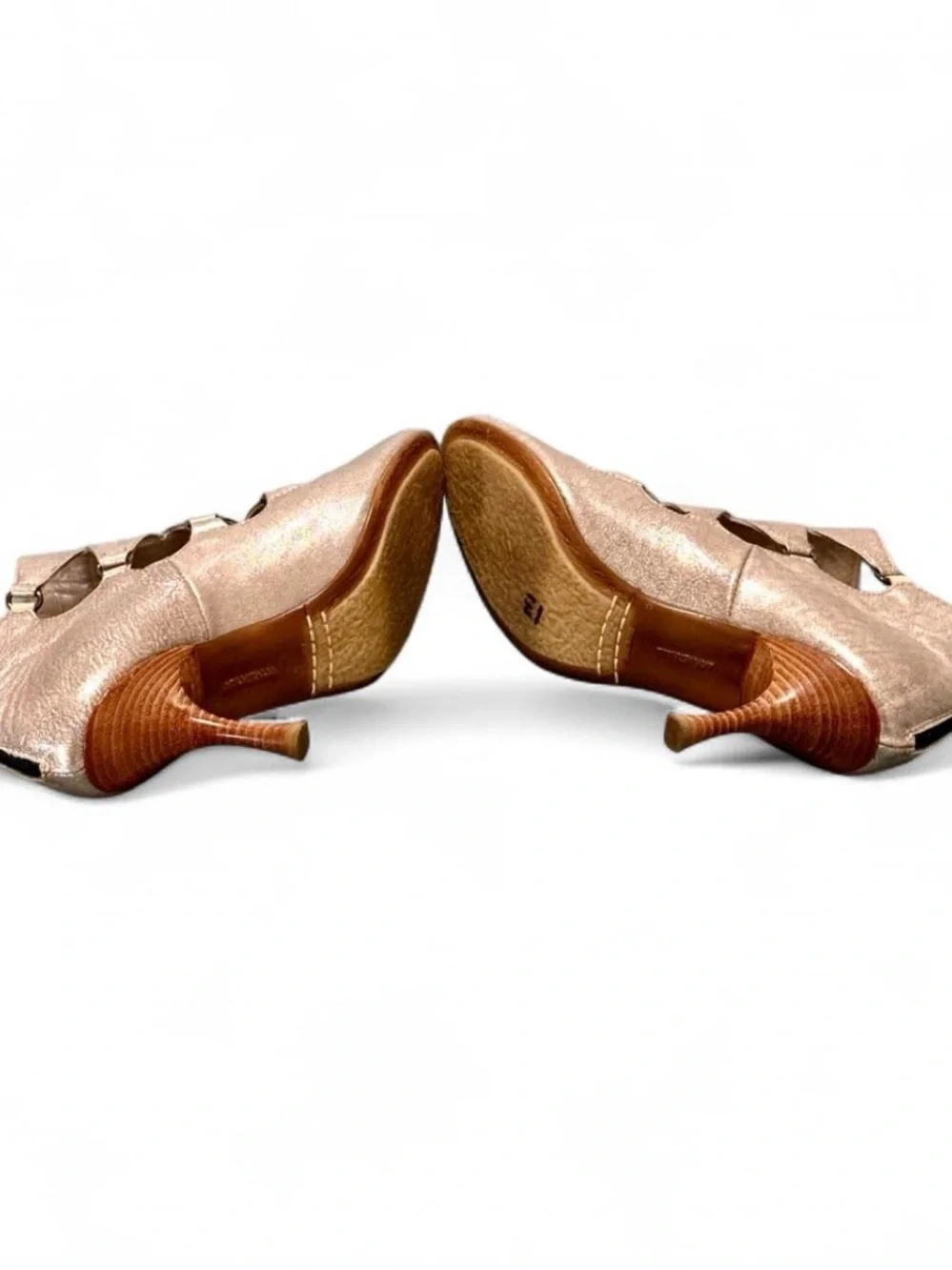 Aquatalia Metallic Leather Cutout Peep-Toe Bootie Heels – Made in Italy